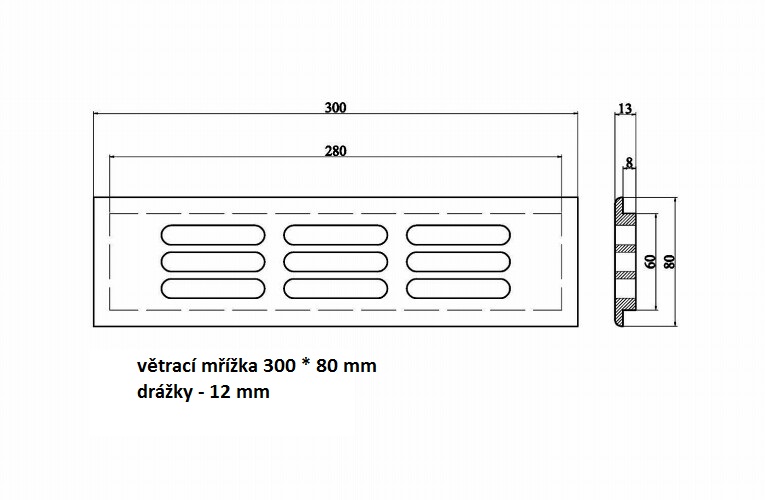 Větrací mřížka 300 * 80 - smrk přírodní